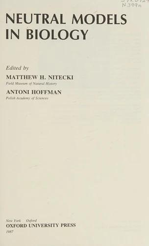 Neutral Models in Biology (English, Matthew H. Nitecki | Antoni Hoffman)