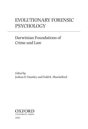 Evolutionary Forensic Psychology (English, Joshua Duntley | Todd K. Shackelford)