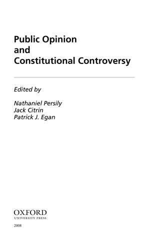 Public Opinion and Constitutional Controversy (English, Nathaniel Persily | Jack Citrin | Patrick J. Egan)