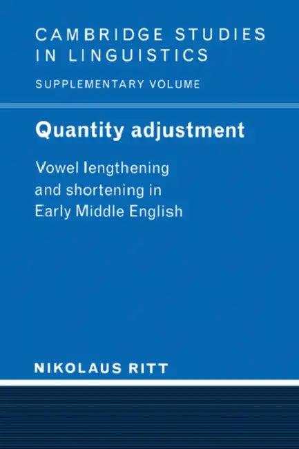 Quantity Adjustment (English, Nikolaus Ritt | Ritt Nikolaus | S. R. Anderson)