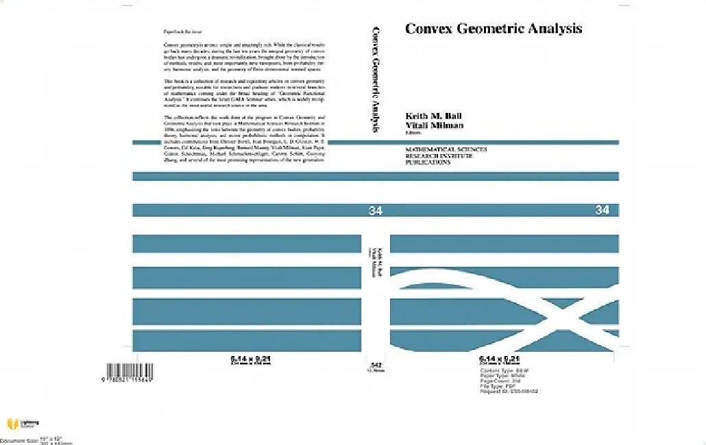 Convex Geometric Analysis (English, Keith M. Ball | Vitali Milman)