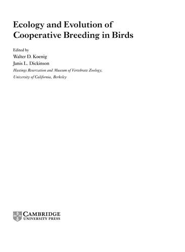 Ecology and Evolution of Cooperative Breeding in Birds (English, Walter D. Koenig | Janis L. Dickinson)