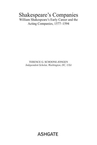 Shakespeare's Companies (English, Terence G. Schoone-Jongen)