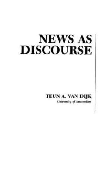 News as Discourse (English, Teun A. Van Dijk)