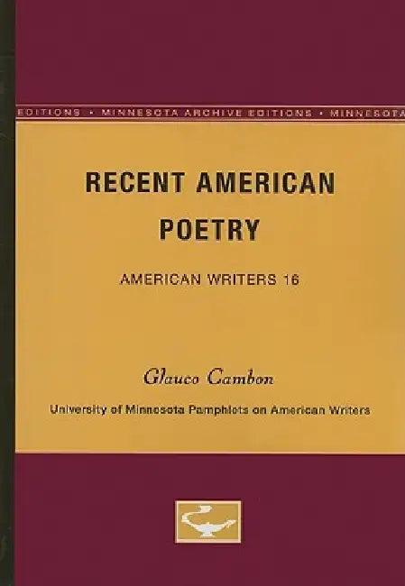 Recent American Poetry - American Writers 16 (English, Glauco Cambon)