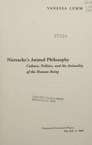 Nietzsche's Animal Philosophy (English, Vanessa Lemm)