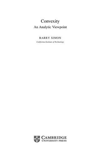 Convexity (English, Barry Simon)