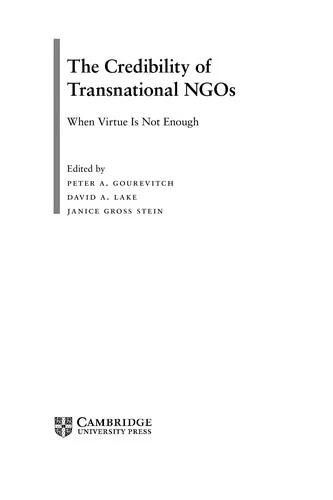The Credibility of Transnational NGOs (English, Peter A. Gourevitch | David A. Lake | Janice Gross Stein)