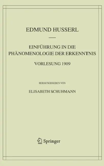 Einführung in Die Phänomenologie Der Erkenntnis. Vorlesung 1909 (English, Edmund Husserl | Elisabeth Schuhmann)