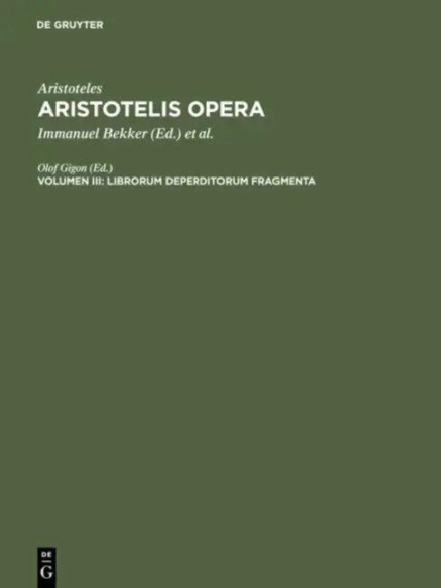 Librorum Deperditorum Fragmenta (English, Olof Gigon)