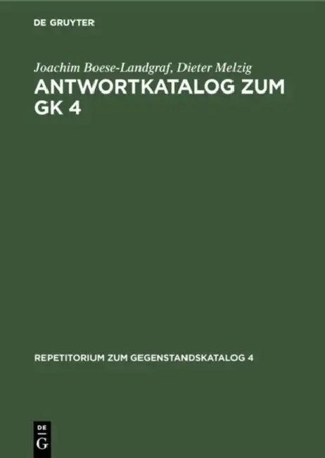 Antwortkatalog Zum Gk 4 (English, Joachim Boese-Landgraf | Dieter Melzig | Hans Püschmann)