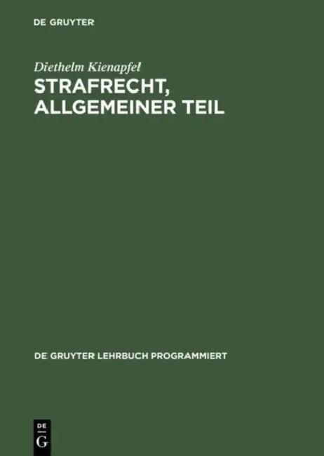 Strafrecht, Allgemeiner Teil (English, Diethelm Kienapfel)