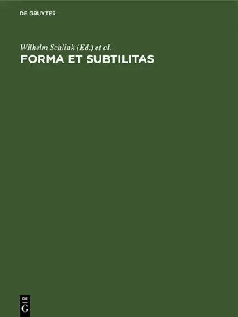 Forma et subtilitas (English, Wilhelm Schlink | Martin Sperlich)