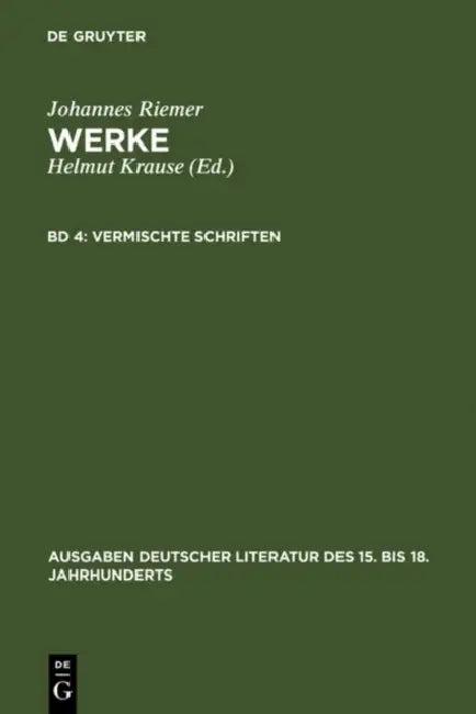 Vermischte Schriften (English, Johannes Riemer | Helmut Krause)