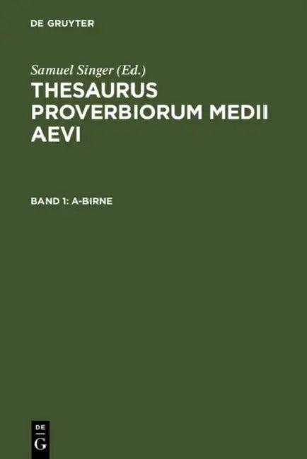 A-Birne (English, Samuel Singer | Kuratorium Singer Der Sagw)