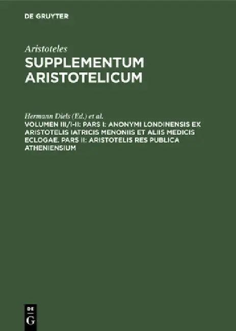 Pars I (English, Hermann Diels | Fridericus G. Kenyon)