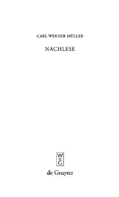 Nachlese (English, Carl Werner Müller)