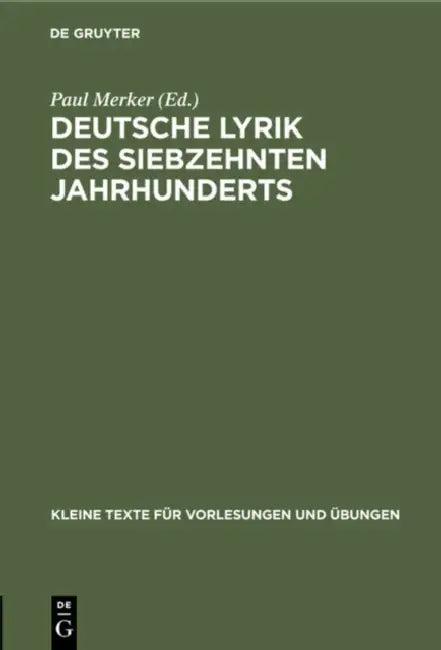 Deutsche Lyrik Des Siebzehnten Jahrhunderts (English, Paul Merker)