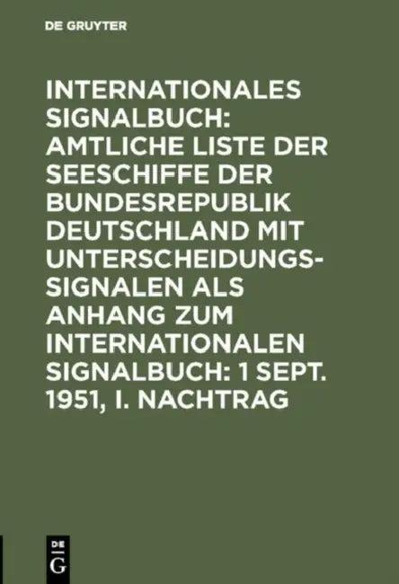1 Sept. 1951, I. Nachtrag (English, Reichsamt Des Innern)