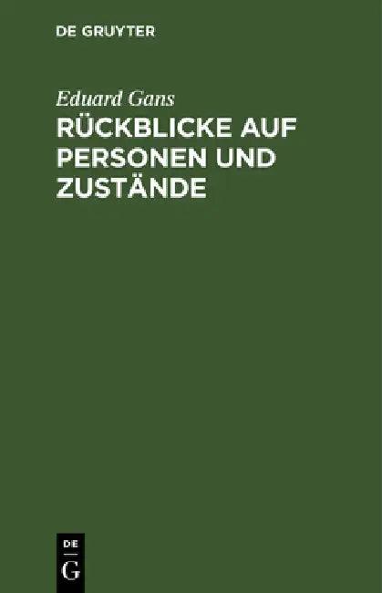 Rückblicke auf Personen und Zustände (English, Eduard Gans)