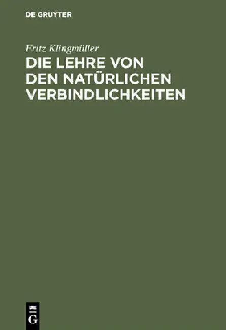 Die Lehre von den natürlichen Verbindlichkeiten (English, Fritz Klingmüller)