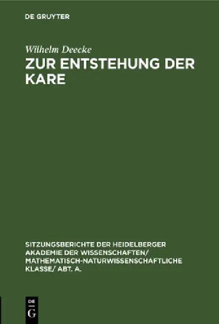 Zur Entstehung Der Kare (English, Wilhelm Deecke)