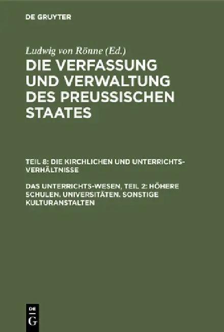 Das Unterrichts-Wesen, Teil 2 (English, Ludwig Von Rönne)