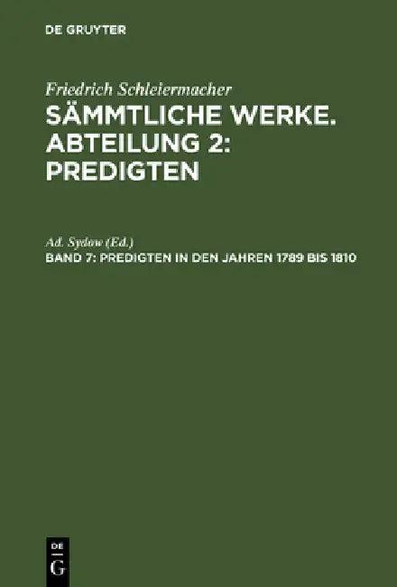 Predigten in den Jahren 1789 bis 1810 (English, Ad Sydow)