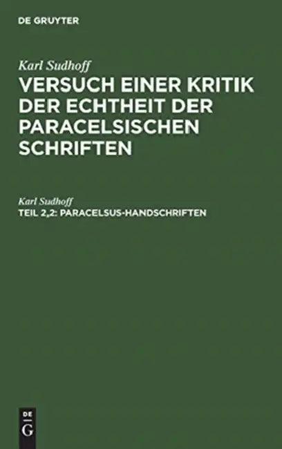 Paracelsus-Handschriften (English, Karl Sudhoff)
