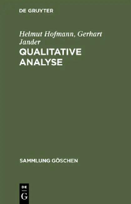 Qualitative Analyse (English, Helmut Hofmann | Gerhart Jander)