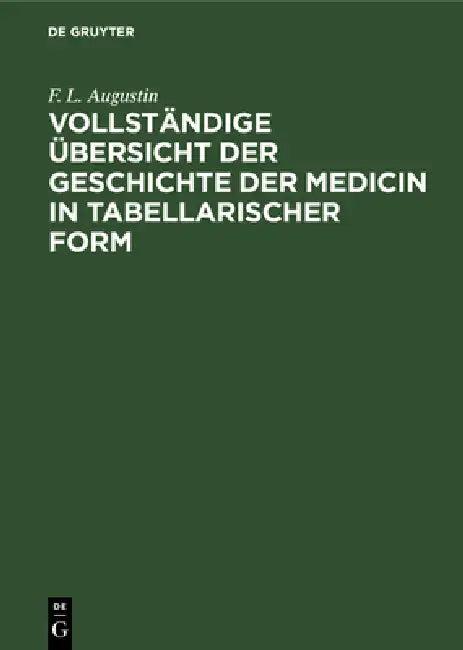 Vollständige Übersicht Der Geschichte Der Medicin in Tabellarischer Form (English, F. L. Augustin)