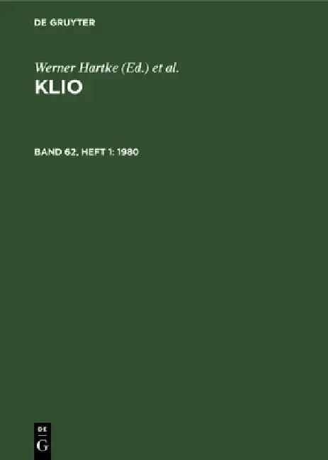 1980 (English, Zentralinstitut Für Alte Geschichte Und | Werner Hartke | Rigobert Günther)