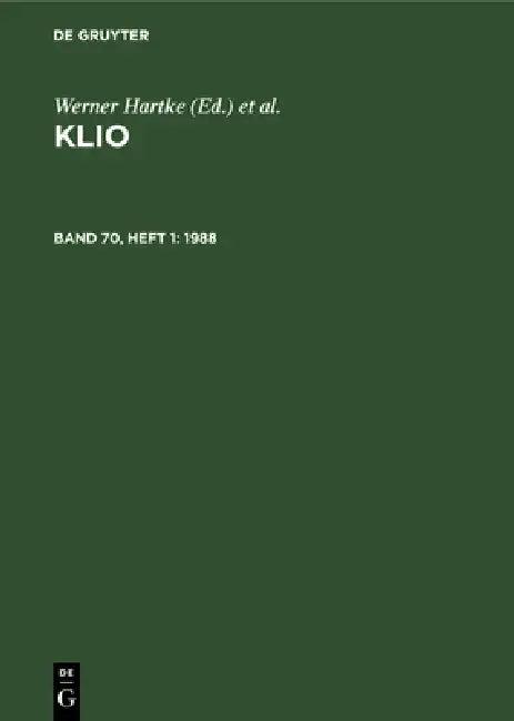 1988 (English, Zentralinstitut Für Alte Geschichte Und | Werner Hartke | Rigobert Günther)