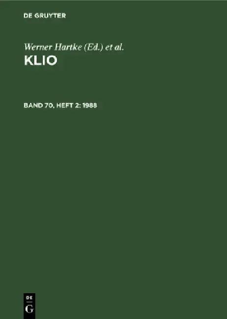 1988 (English, Zentralinstitut Für Alte Geschichte Und | Werner Hartke | Rigobert Günther)