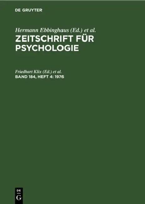 1976 (English, Friedhart Klix | Hans-Dieter Schmidt | Hubert Sydow)