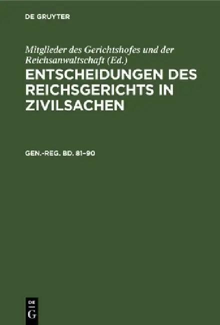 Generalregister Zum Band 81-90 (English, H. Cornelius)