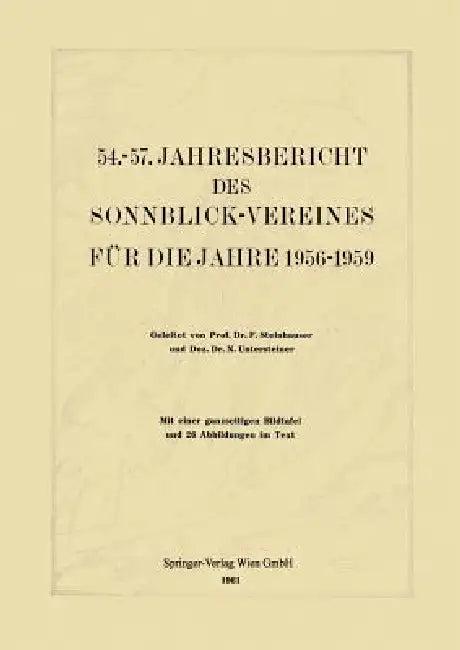 54.-57. Jahresbericht Des Sonnblick-Vereines Für Die Jahre 1956-1959 (English, Ferdinand Steinhauser | N. Untersteiner)