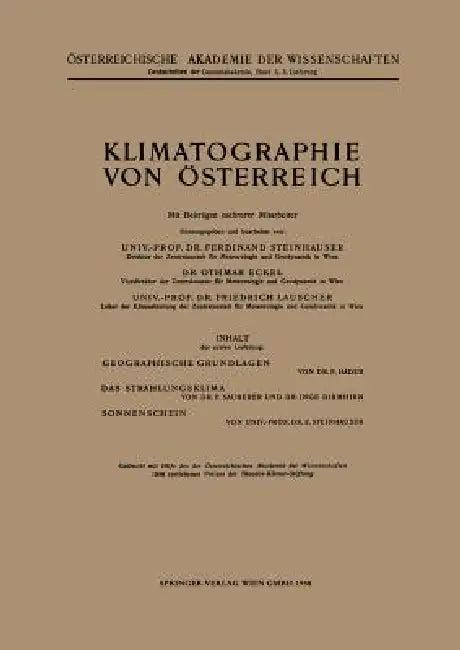 Klimatographie Von Österreich (English, F. Steinhauser | F. Steinhauser | O. Eckel)