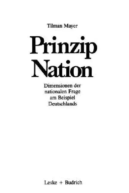 Prinzip Nation (English, Tilman Mayer)