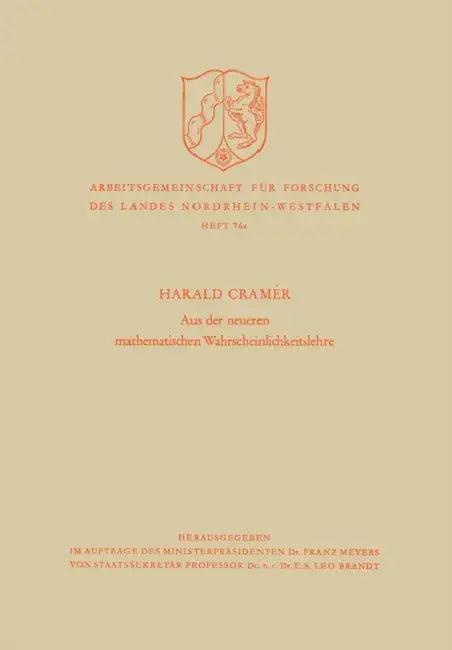 Aus der neueren mathematischen Wahrscheinlichkeitslehre (English, Harald Cramér | Harald Cramér)