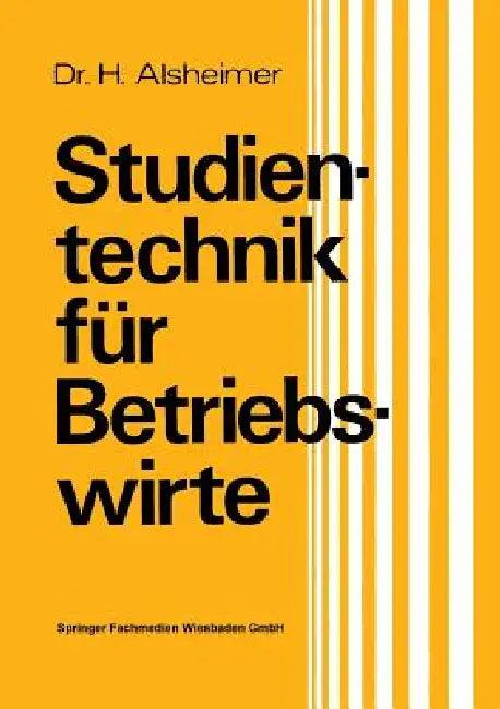 Studientechnik Für Betriebswirte (English, Herbert Alsheimer)