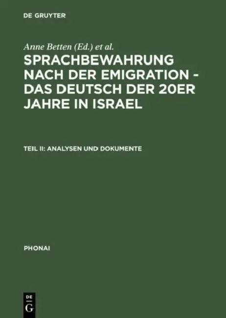 Analysen und Dokumente (English, Anne Betten | Miryam Du-Nour | Monika Dannerer)