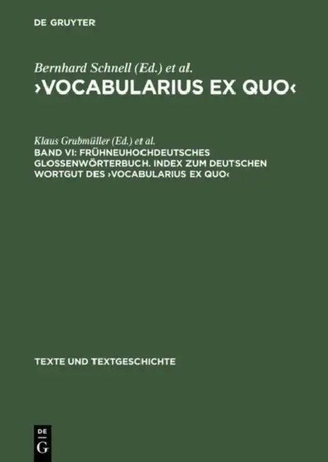 >vocabularius Ex Quovocabularius Ex Quo (English, Klaus Grubmuller | Bernhard Schnell | Hans-Jurgen Stahl)