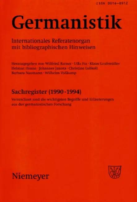 Germanistik, Sachregister (1990-1994) (English, Johannes Janota | Jorg Kilian | Klaus Grubmuller)