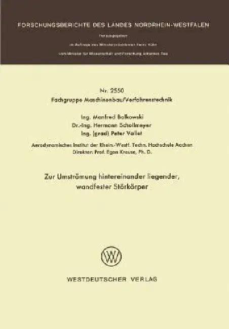 Zur Umströmung Hintereinander Liegender, Wandfester Störkörper (English, Manfred Balkowski)