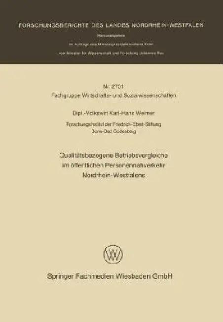 Qualitätsbezogene Betriebsvergleiche Im Öffentlichen Personennahverkehr Nordrhein-Westfalens (English, Karl-Hans Weimer)