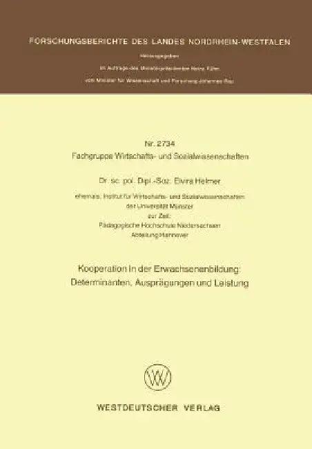 Kooperation in Der Erwachsenenbildung (English, Elvira Helmer)