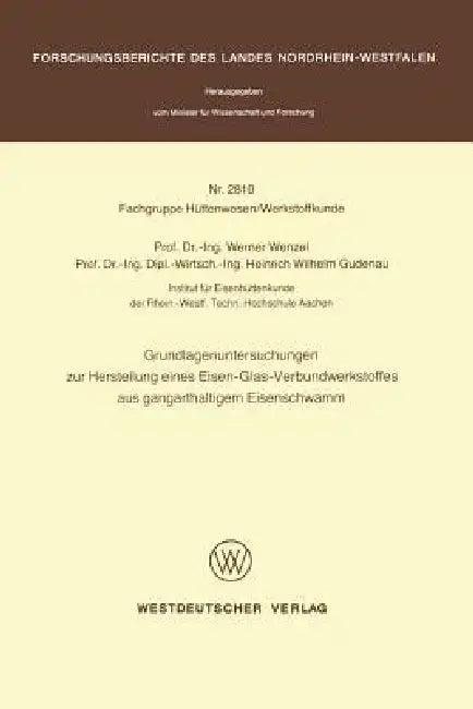 Grundlagenuntersuchungen Zur Herstellung Eines Eisen-Glas-Verbundwerkstoffes Aus Gangarthaltigem Eis (English, Werner Wenzel)