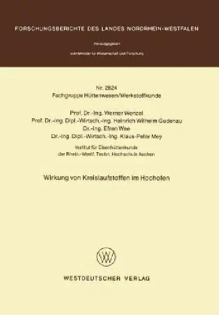 Wirkung Von Kreislaufstoffen Im Hochofen (English, Werner Wenzel)
