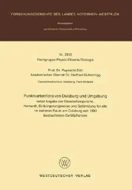 Punktkartenflora Von Duisburg Und Umgebung (English, Ruprecht Düll)